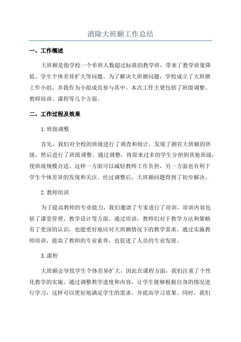 消除大班额工作总结