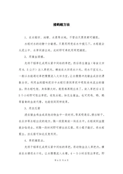 捕蚂蝗方法