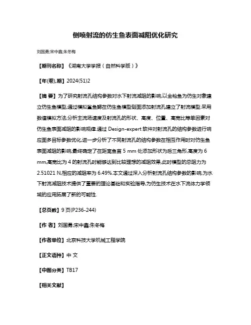 侧喷射流的仿生鱼表面减阻优化研究