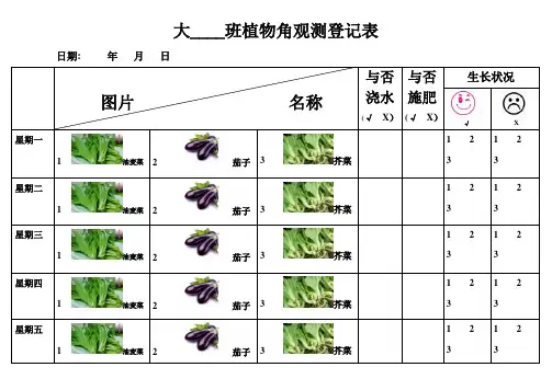 大班植物角观察记录表