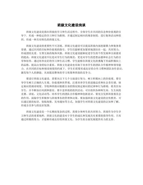 班级文化建设浅谈