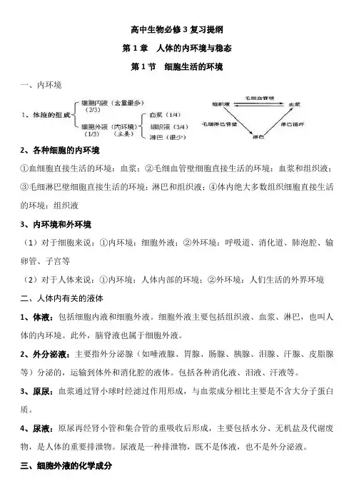 高中生物稳态与环境复习知识点