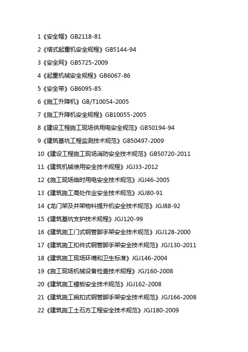 安全标准名称