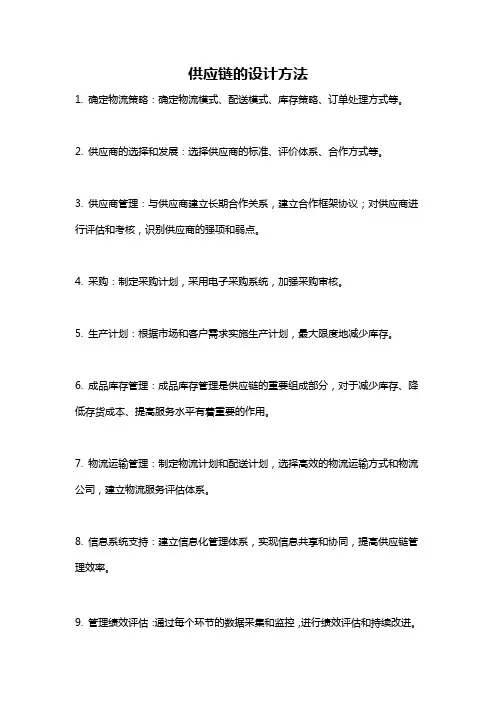 供应链的设计方法