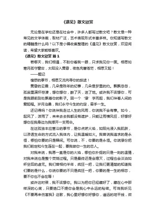 《遇见》散文欣赏（精选7篇）