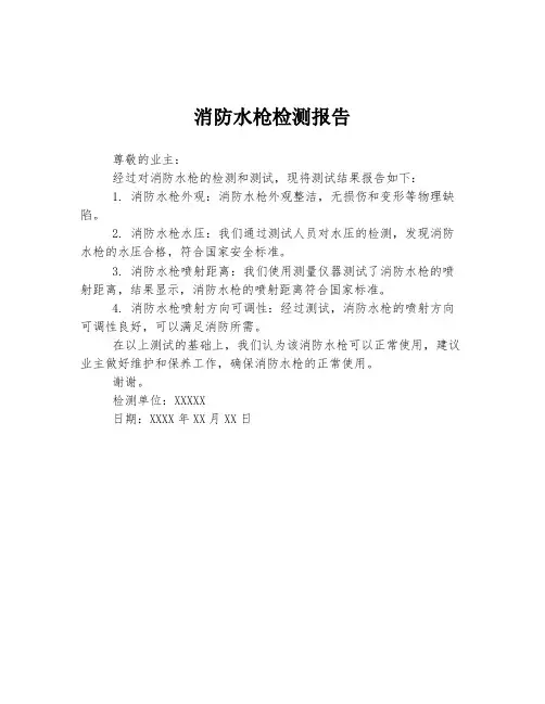 消防水枪检测报告