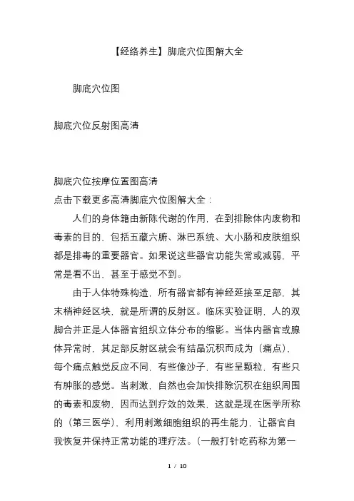经络养生脚底穴位图解大全