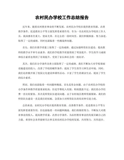 农村民办学校工作总结报告