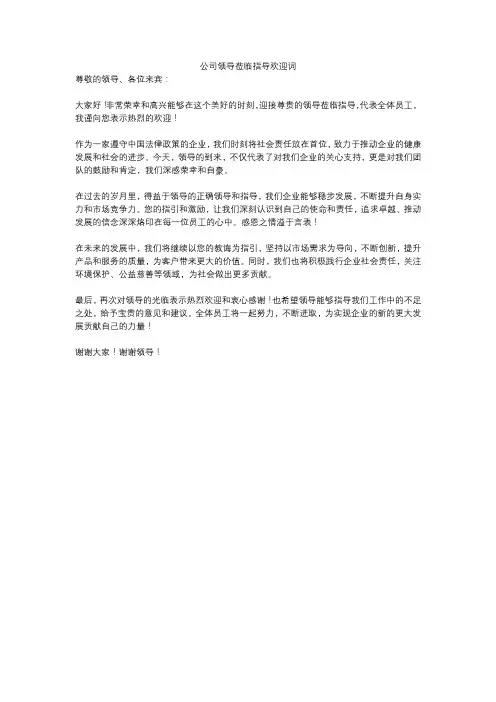 公司领导莅临指导欢迎词