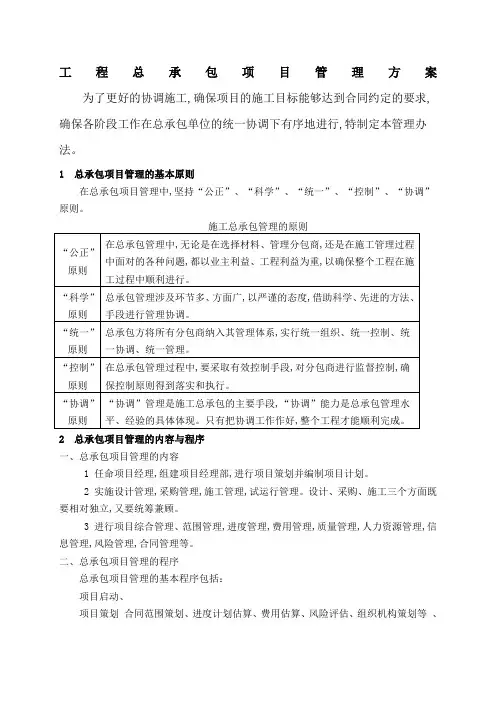 工程总承包项目管理办法