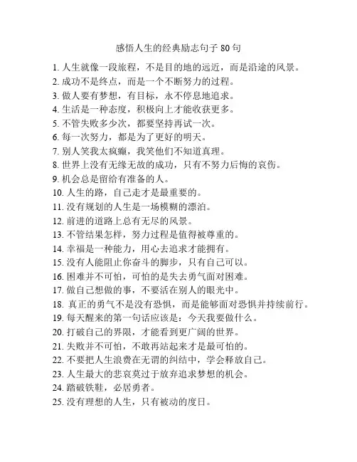 感悟人生的经典励志句子80句