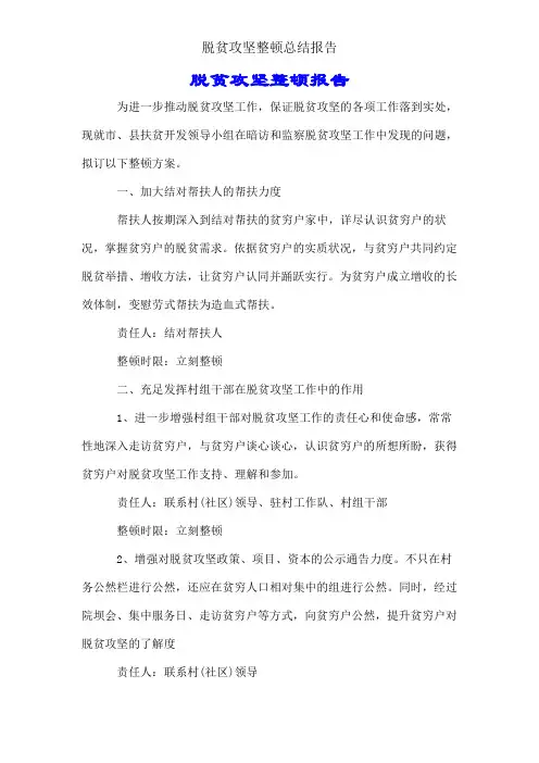 脱贫攻坚整改总结报告