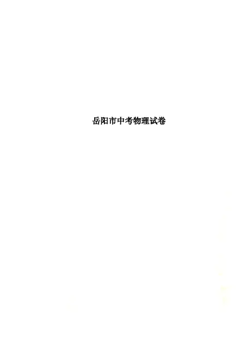 岳阳市中考物理试卷