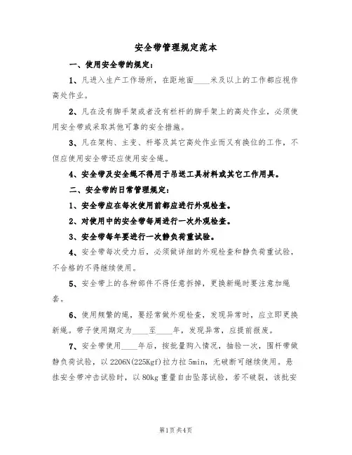 安全带管理规定范本（2篇）