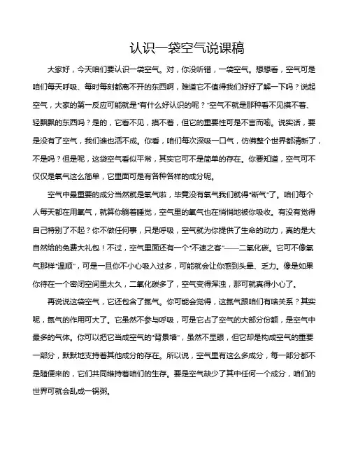 认识一袋空气说课稿