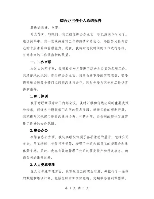 综合办主任个人总结报告