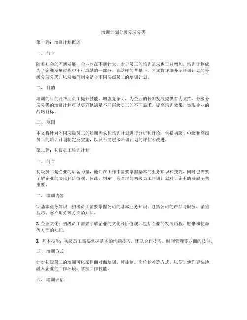 培训计划分级分层分类