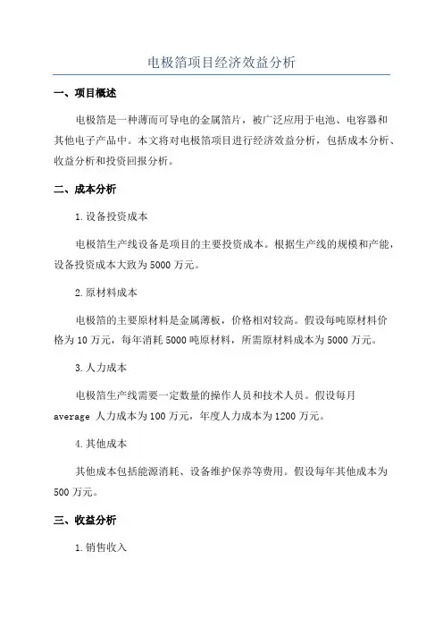 电极箔项目经济效益分析