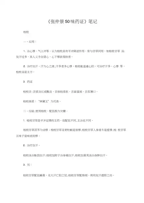 张仲景50味药证