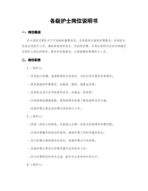 各级护士岗位说明书