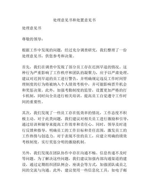 处理意见书和处置意见书