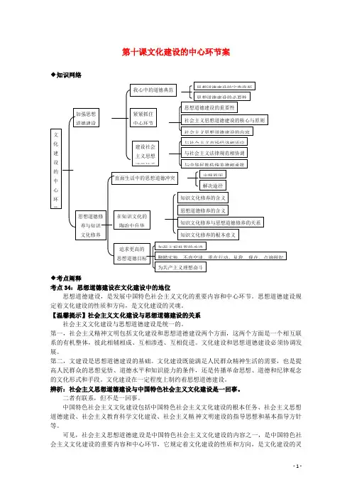 高中政治 第十课《文化建设的中心环节》精品学案 新人教版必修3