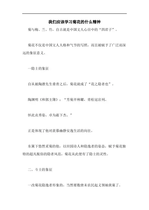 我们应该学习菊花的什么精神