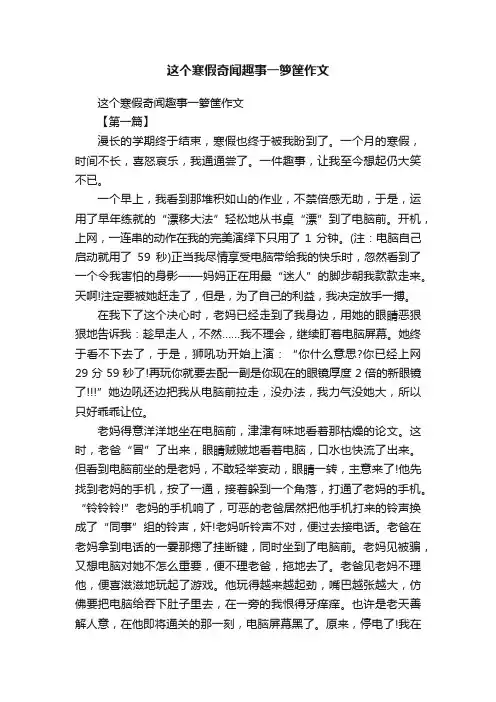 这个寒假奇闻趣事一箩筐作文