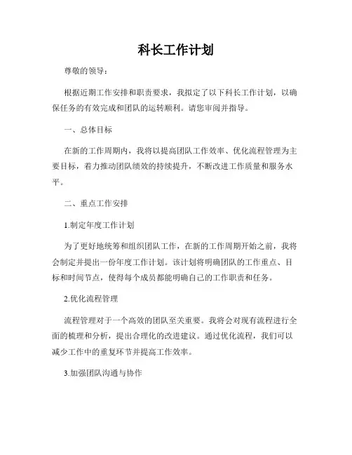 科长工作计划