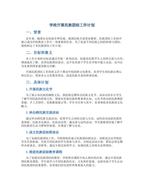 学校开展民族团结工作计划