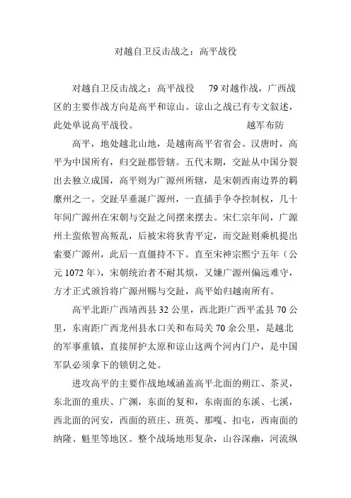 对越自卫反击战之：高平战役