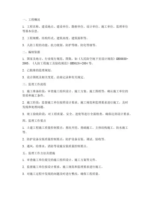 人防工程施工监理实施细则