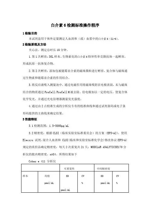 白介素6检测标准操作程序