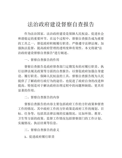法治政府建设督察自查报告