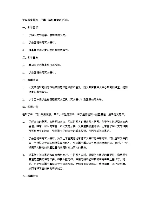 安全教育教案：小学二年级暑假防火知识