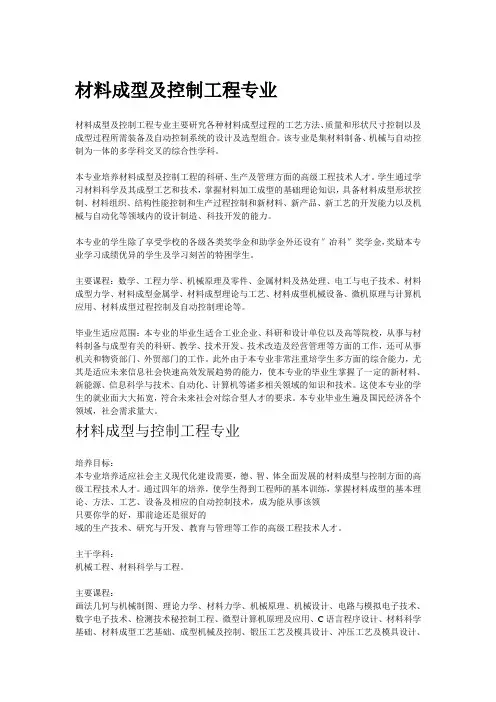 材料成型及控制工程
