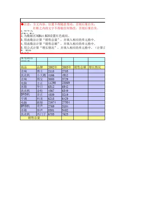 高中信息技术excel表格作业1