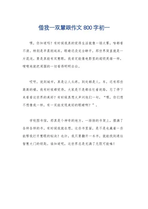 借我一双慧眼作文800字初一