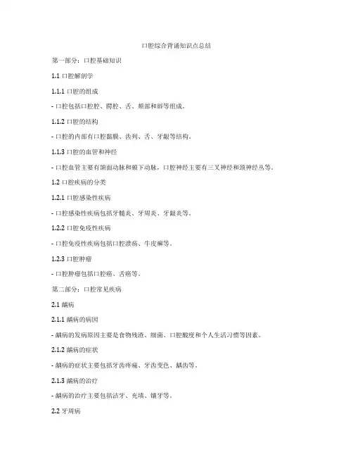 口腔综合背诵知识点总结