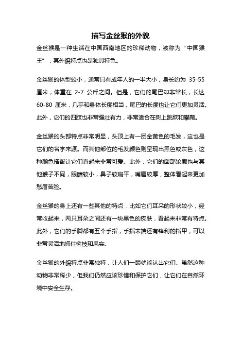 描写金丝猴的外貌