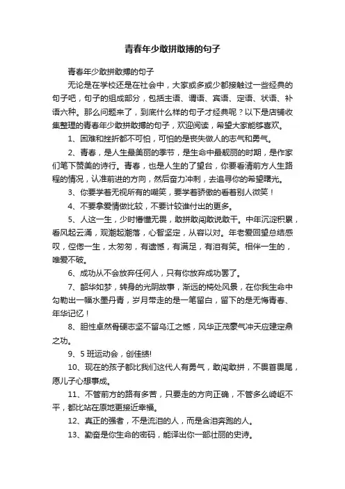 青春年少敢拼敢搏的句子