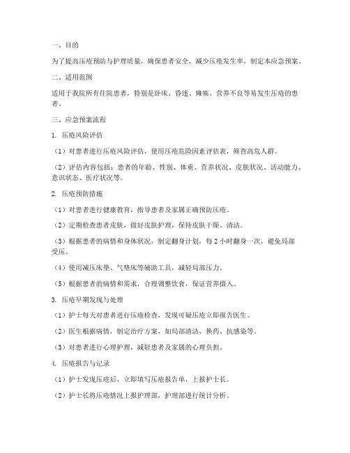 压疮应急预案流程