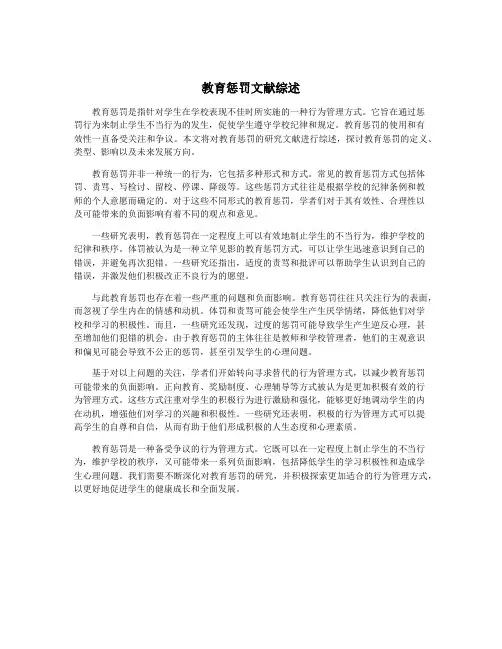 教育惩罚文献综述