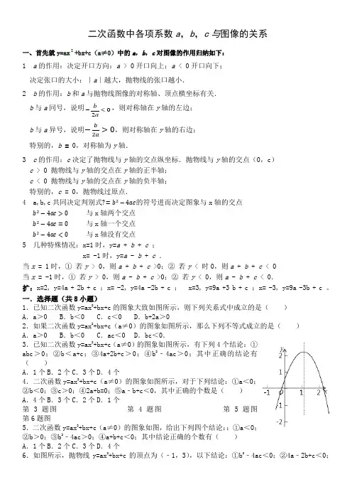 二次函数中各项系数与图像的关系