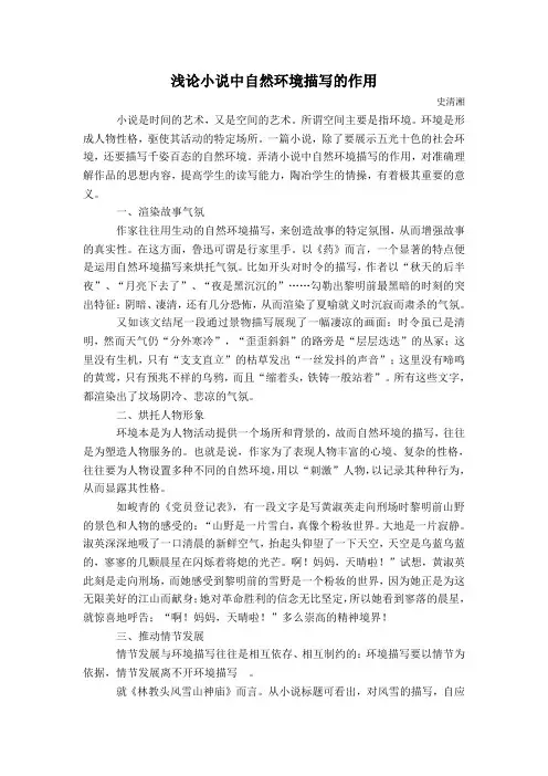 小说中自然环境描写的作用