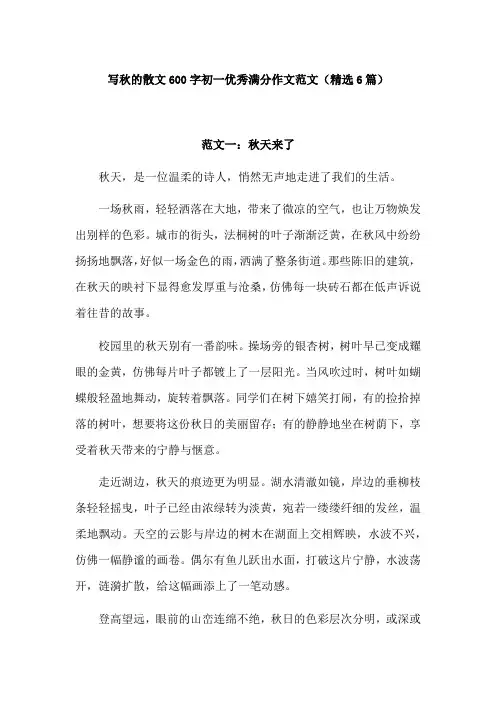 写秋的散文600字初一