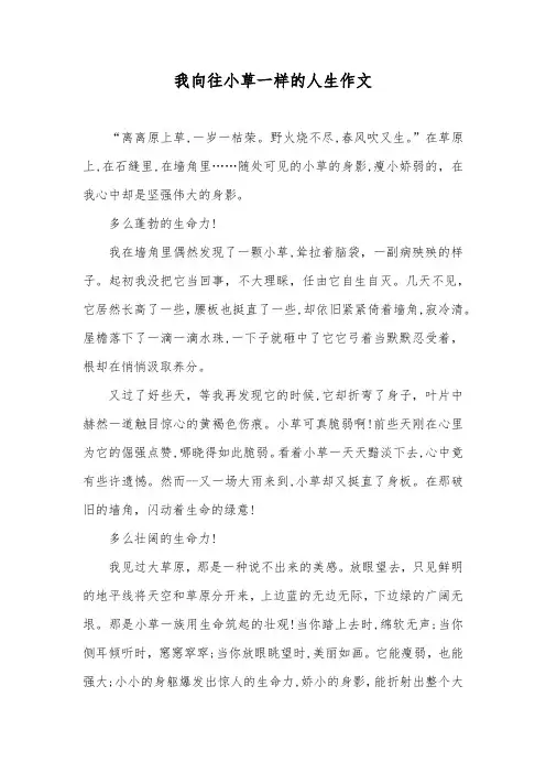 我向往小草一样的人生作文