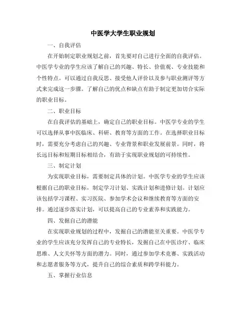 中医学大学生职业规划