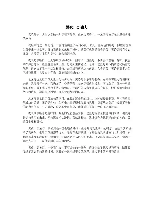 黑夜,那盏灯