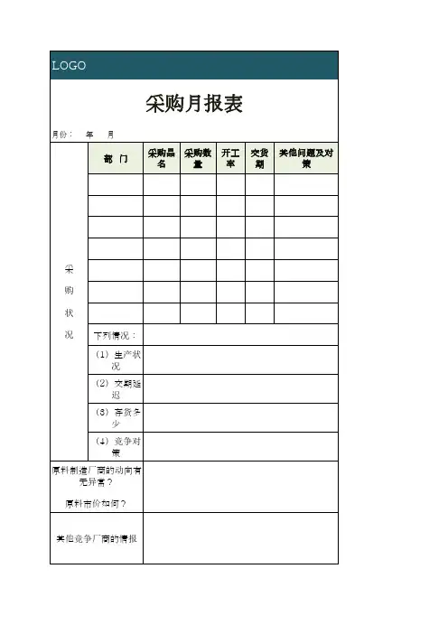 公司采购月报表模板
